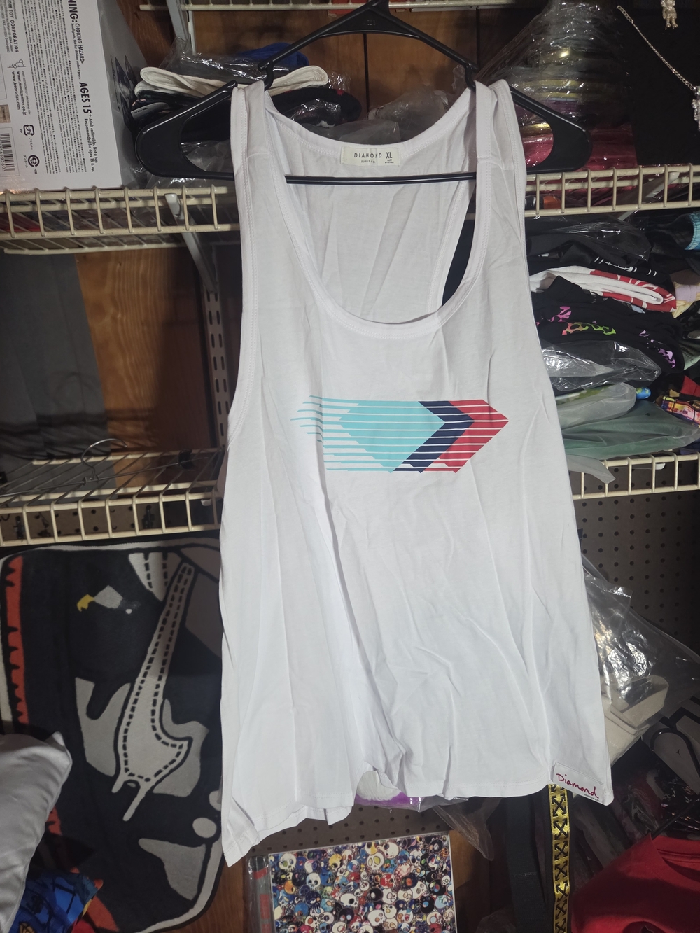 Diamond Supply Co. White Basic Racerback Tank